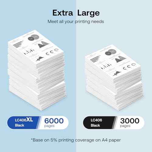 LC406XL Black Ink Cartridges Compatible for Brother LC406XL LC406 High Yield Work with Brother MFC-J4535DW MFC-J4335DW MFC-J5855DW MFC-J6555DW MFC-J6955DW Printer(2 Pack)