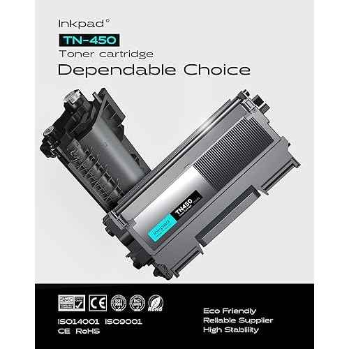 Compatible TN450 Toner Cartridge High Yield Replacement for TN420 TN-450 Work with HL-2280DW HL-2270DW HL-2230 MFC-7360N MFC-7860DW DCP-7065DN Intellifax 2840 2940 (4 Black)
