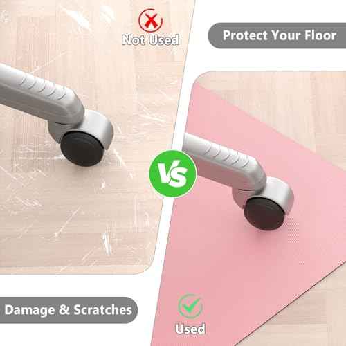 Hsurbtra Office Chair Mat for Hardwood Floor, 45" x 53" Large Anti-Slip Computer Chair Mat, Heavy Duty Wood & Tile Floor Protector, PVC Desk Rug for Office Home, Pink