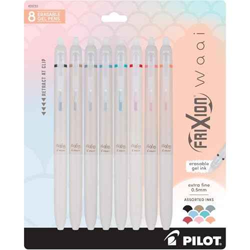 PILOT FriXion Waai Retractable & Refillable Erasable Gel Pens, Extra Fine Point 0.5 mm, Assorted Ink, 8 Count