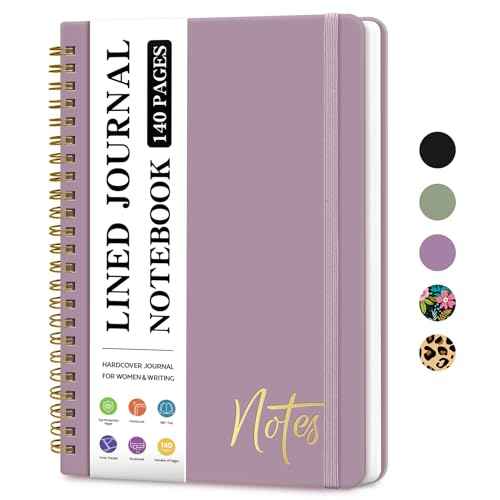 Lined Spiral Journal Notebook for Women, A5 College Ruled Journals for Writing, Hardcover Notebooks for Work, Note taking and Office School Supplies,140 Pages - Purple