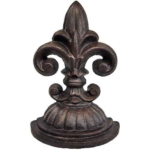 Lulu Decor, Fleur De Lis Sculpture, Door Stop, 2 Lbs, Door Stopper (Antique Black)