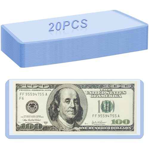 20 Pack Dollar Bill Sleeves - 6.8" x 2.9" Clear Currency Sleeves, Hard Plastic Waterproof Money Holders, Dollar Bill Display Case, Currency Protectors, Organizer for Collectors