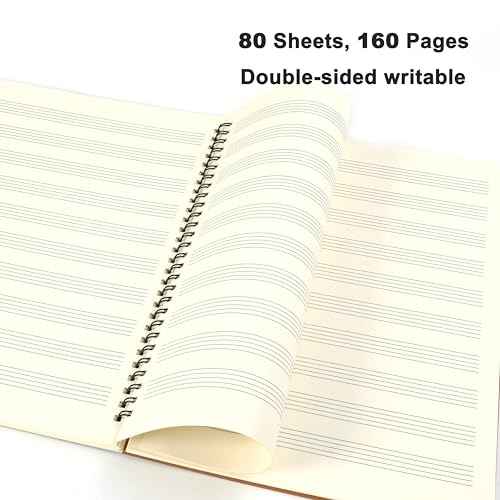 Blank Sheet Music Notebook, 160 Pages Composition Staff Paper Notebook, Manuscript Paper Notebook, 10 Staves (Music clef notebook)