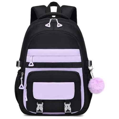 Girls School Backpack, 15.6 Inch Laptop Compatible, Large Daypack for Students, Teens, Women (Purple)
