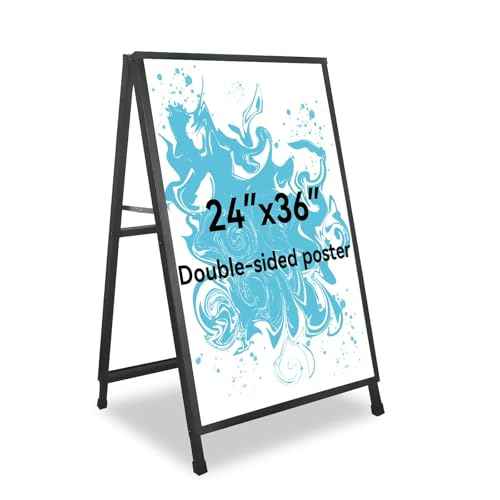 QKA A-Frame Sign Sidewalk Sign 24x36 Inch, Heavy Duty Double-Sided Slide-in Folding Outdoor Sandwich Boards, Easy to Install, Suitable for Restaurants, Cafes, Outdoor Events£¨Frame Only£©
