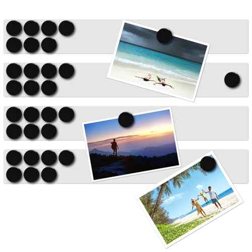 Lockways Magnetic Whiteboard Strip Set, 4 Pieces 2 x 15 Inch Bulletin Board bar, White Color,Adhesive Backing Memo Board for Office, Magnetic Calendar, Photos, Name Cards & Papers