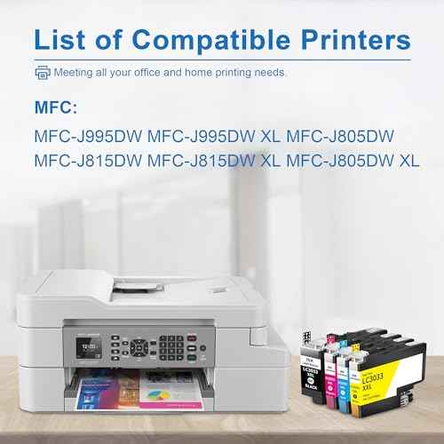 LC3033 LC3033XXL Ink Cartridge High Yield 4 Pack Replacement for Brother 3033 LC3033 LC-3033 XXL LC3033XXL MFC-J995DW MFC-J995DW XL MFC-J805DW MFC-J805DW XL MFC-J815DW Printer (BK/C/M/Y)