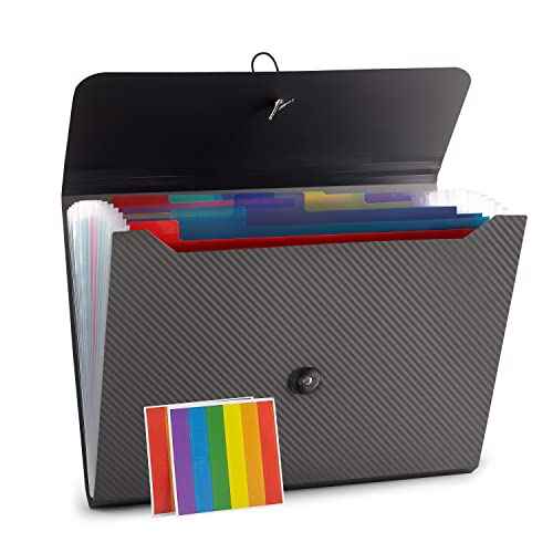 Expanding File Folder, File Organizer,13 Pockets, Grey, File Organizer Accordion Filing Folder for Documents, Aesthetic Paper Organizer Folder for Work, School, Home, Office