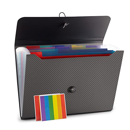 Nicfaec Grey 13-Pocket Expanding File Folder Organizer - Accordion Document Holder