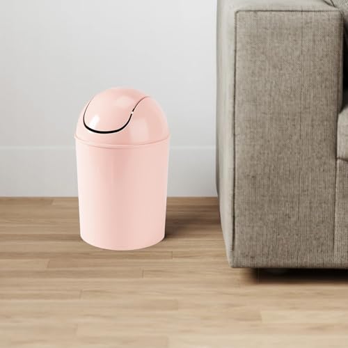 Pink Umbra 1.25 Gallon Mini Waste Can with Swing-Top Lid, Compact Trash Bin for Small Spaces