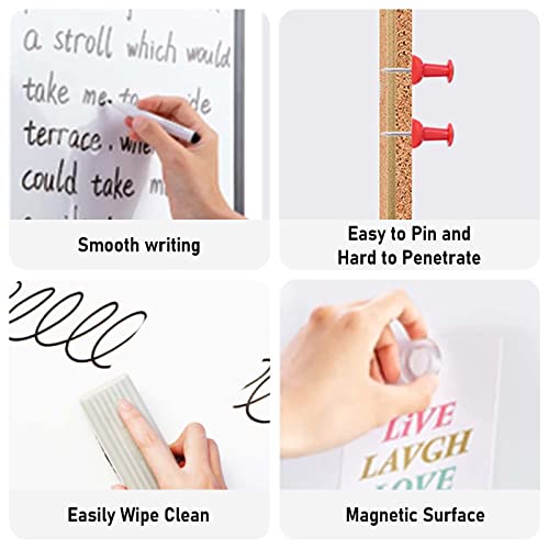 Comix Magnetic Whiteboard & Cork Combo 36 x 36 Inches Wall Vision Board