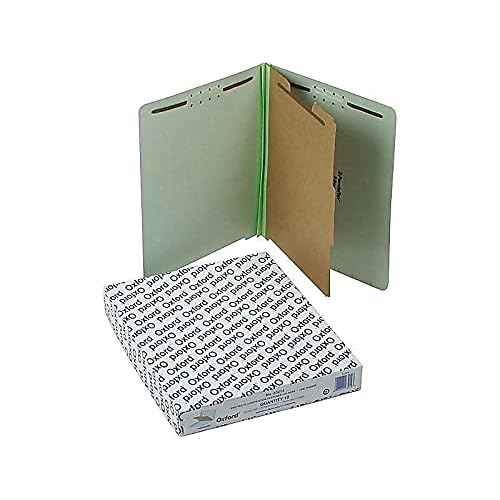 Pendaflex Pressboard End-Tab Classification Folders, Letter Size, 1 Divider, 1.75" Expansion, Light Green, Straight Cut, 10/BX (23214)