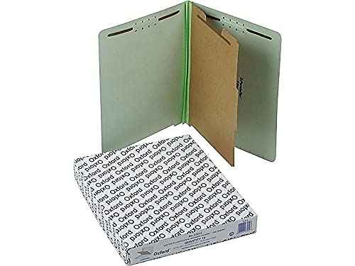 Pendaflex Pressboard End-Tab Classification Folders, Letter Size, 1 Divider, 1.75" Expansion, Light Green, Straight Cut, 10/BX (23214)