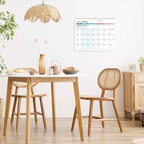Wall Calendar 2026-2027, 18 Month Large Desk Calendar from January 2026 to June 2027 14.5" x 11.8" Monthly Calendar with Twin-Wire Binding for Home Office Planning Organisers, Colorful Blocks