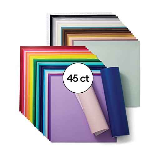 Cricut Removable - Everything Sampler, 12x12 Vinyl Sheets and Transfer Tapes, Create Long-Lasting DIY Projects, Durable for Cricut Machines, (Pack of 45 with 40+ Colors)