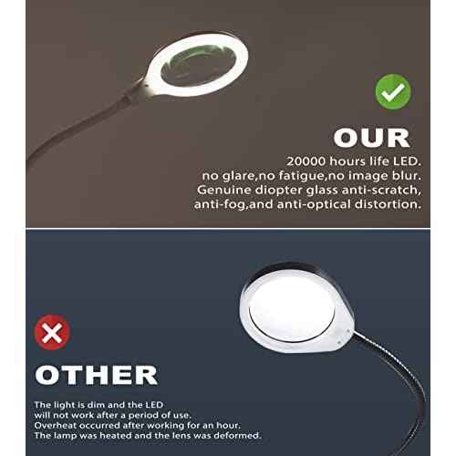 5X Magnifying Lamp with Light and Stand, Hands Free Desk Magnifying Light, LED Work Lamp for Women, Ladies, Kids Reading