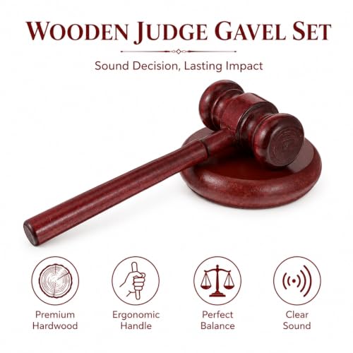 Wooden Judge Gavel and Sound Block Set - Handcrafted Legal Ceremony Tool