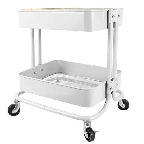 2 Tier Rolling Cart£¬Metal Utility Cart with Wheels and Cover for Office Home Kitchen Organization