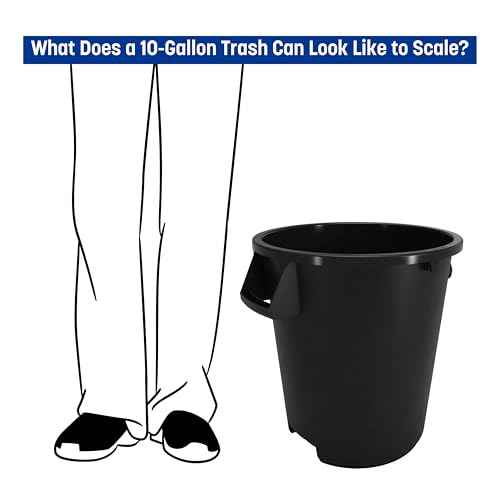 SPARTA Bronco Waste Container Trash Container, Round Trash Bin for Disposal, 10 Gallons, Black