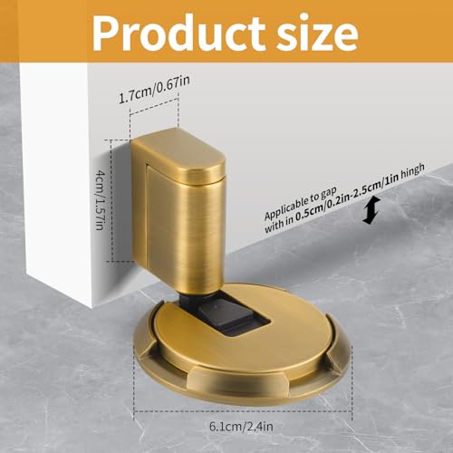 Bak Bo Windproof Door Stoppers 2 Pack Adjustable Bottom of Door Holder Indoor No Drilling Heavy Duty Mechanical Floor Door Stop with Screws and Adhesive Catch Door Keep Door Open Antique Brass AB-2
