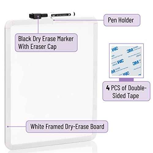 Mr. Pen- Dry Erase Board, 14¡± x 11¡± with a Black Dry Erase Marker, Small Mini White Board for Students, White Frame, Includes Double Sided Tapes