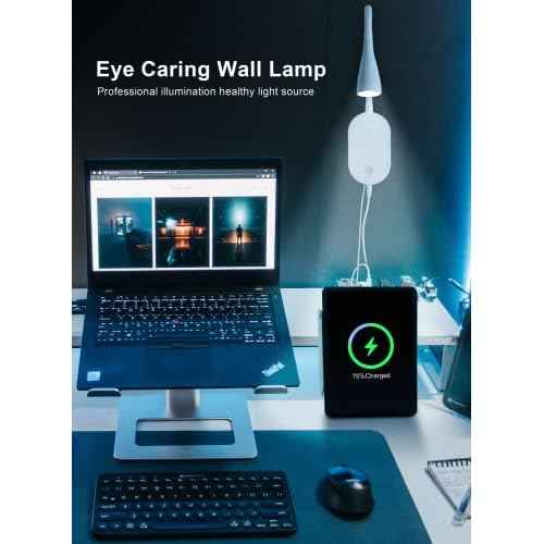 deeloop LED Wall Mount Reading Light for Bed, Reading Lamp with USB Output 5 Brightness Levels Touch Control Book Lights, 4000K Bedside Lamp Flexible Gooseneck, 2 Easy Install Options