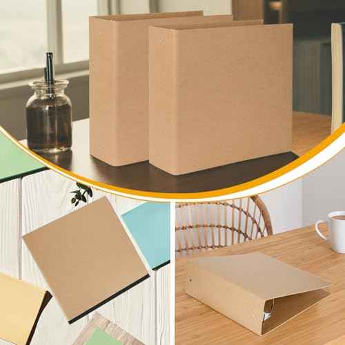 2 Packs Kraft 3-inch Binder, Durable Letter Size 3 Ring Binder Natural Recycled Kraft 3 Ring, O-Ring Organizer, Fit for 8.5x11 Inches, for Home Office Supplies