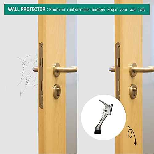 One Touch Kickdown Door Stopper, Door Holder, Heavy Duty Door Stops, Bottom of Door, Height-Adjustable Rubber Tips by HASHI (Black 4 inch x 4pack)