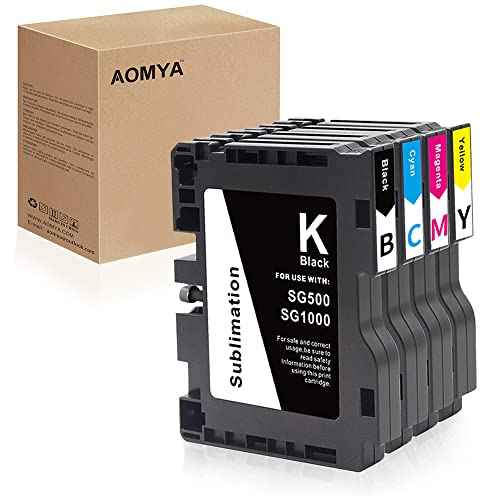 Aomya Sublimation Ink Cartridge Upgraded Chip Compatible with Sawgrass Virtuoso SG500 SG1000 Printers(4-Pack,Black, Cyan, Magenta, Yellow