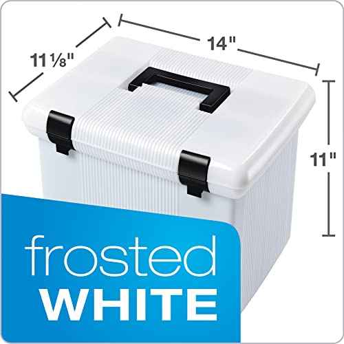 Pendaflex Portable File Box, Frosted White, Hinged Lid with Double Latch Closure(41745AMZ)