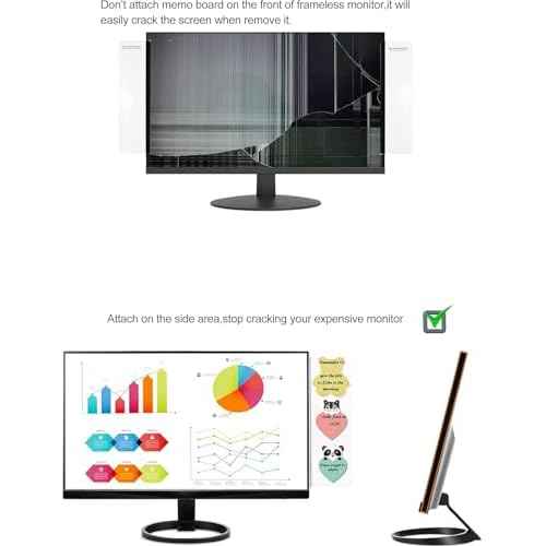 2 Pcs Computer Monitor Memo Board for Frameless Monitors,11.8 X 3.15 Inch Monitor Sticky Note Holder Computer Monitor Message Board for No Edge Monitors