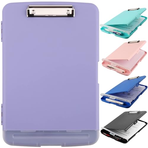Light Purple Storage Clipboard with Pen Holder, A4 Nursing Binder, Side-Opening Heavy Duty