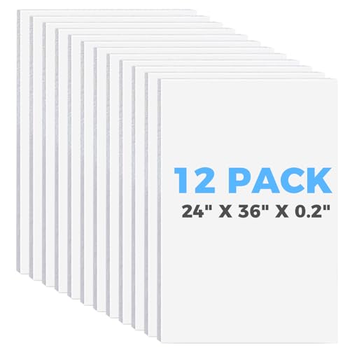 TTzycc 24x36 Inch White Foam Board 12 Pack - Double-Sided, Acid-Free Poster & Art Display