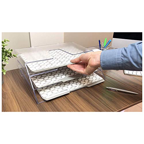 Acrimet Clear Crystal Horizontal Triple File Folder Organizer, Letter Size