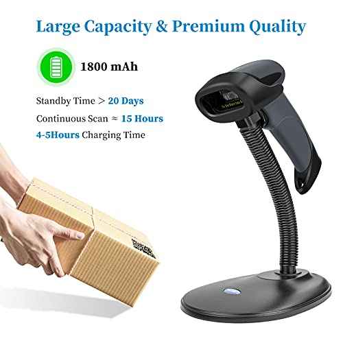 NETUM Bluetooth 1D Barcode Scanner with Stand 2.4G Wireless & Bluetooth & Wired CCD Scanner Gun for Supermarket, Store, Warehouse Handheld Bar Code Reader Work with Windows, Mac,Android, iOS -M6S