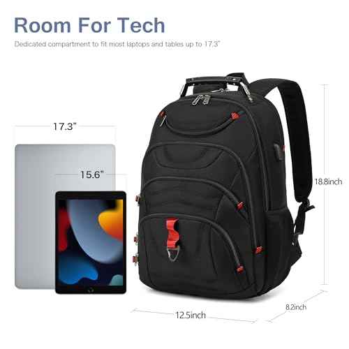 Boavan Laptop Backpack for men, 17.3 inch Laptop Bag with USB Port, Waterproof Travel Work Backpack Purse, Anti-Theft Teacher Nurse Doctor Casual Bookbags Office Business backpack £¬Black
