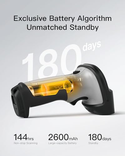 Inateck 1D Bluetooth Barcode Scanner with 2600mAh Battery, 115ft Range, BCST-70