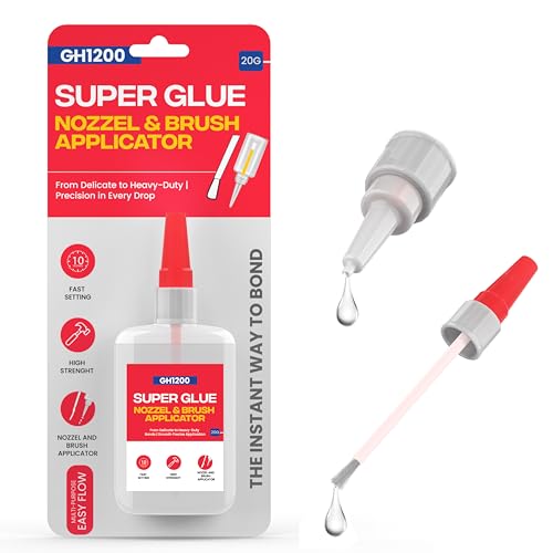 GH1200 20g Super Glue with Brush & Nozzle – Clear, Instant, Mess-Free Bonding