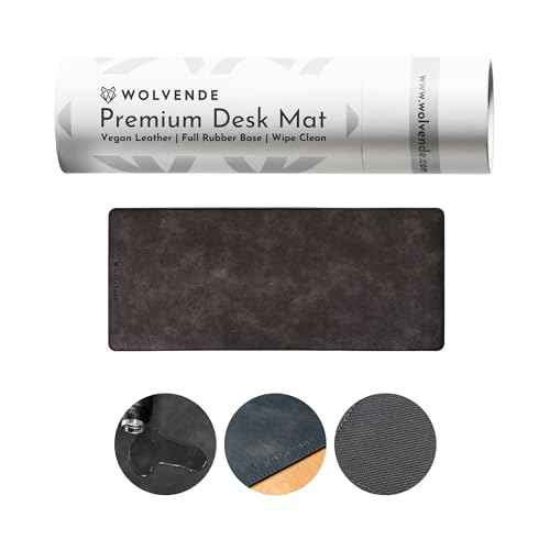 Premium Distressed Faux Vegan Leather Desk Mat | Multifunctional Desk Pad for Home Office | (Black/Grey, 12" x 27.5")