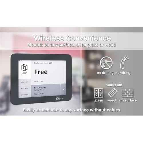 Joan 6 Black: Wireless E Ink Touch 6-Inch Display Meeting Scheduler - Smart Office Organizer, Calendar Sync