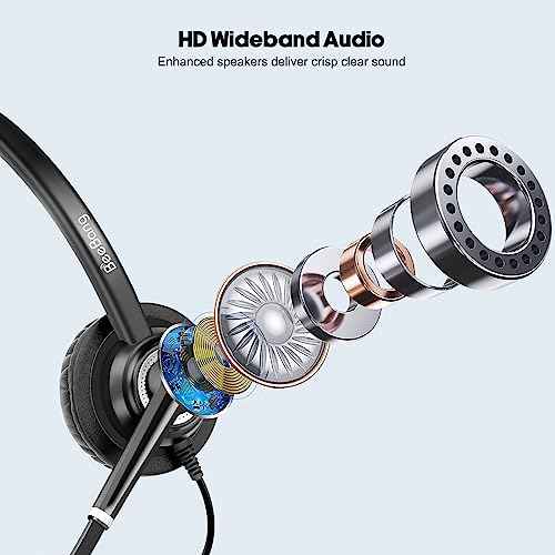 Telephone Headset with Microphone Noise Canceling for Office Landline Deskphone, with Mic Mute Volume Controller, Mono RJ9 Phone Headset for Call Center Avaya Polycom Nortel