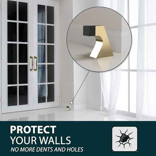 Mega Handles Curved Floor Door Stopper, Quickly Installed Wall Protector, Wall Protectors from Door Knobs, Floor Door Stop with Mounting Hardware Included - Satin Brass - 2.5 Inch