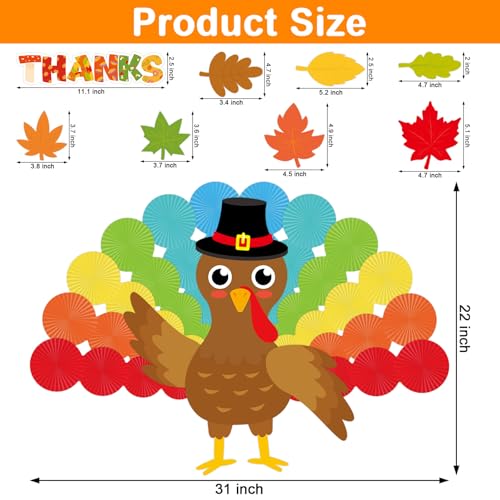 Thanksgiving Turkey Bulletin Board Set for Classroom Decoration Fall Maple Leaf Give Thanks Cutouts for Fall Thanksgiving Classroom School Wall D?cor