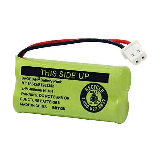 BT183342/BT283342 2.4V 400mAh Ni-MH BT166342/BT266342 BT162342/BT262342 Rechargeable Cordless Phone Battery CS6709 CS6609 CS6509 CS6409 EL52100 EL50003 (2 Pack)