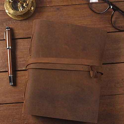 NomadCraftsCo. Leather Journal-Vintage Leatherbound Journal - Handmade Antique Deckle Edge Paper - Leather Sketchbook - Book of Shadows Journal - Thick Journal - Vintage Journal