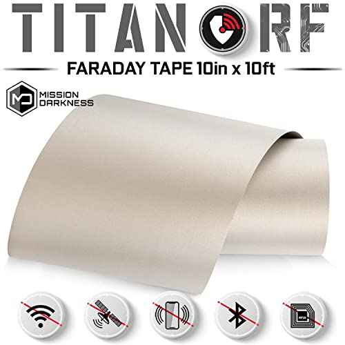 Mission Darkness TitanRF Faraday Tape // 10in W x 10ft L (25.4cm x 3.05m) High-Shielding Conductive Adhesive Tape Roll Used to Connect TitanRF Fabric Sheets or Seal RF Enclosures