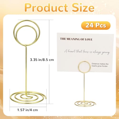 Gold Table Number Holders 24 Pcs, 3.35 Inch Wedding & Party Card Stands