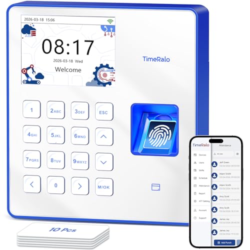 Cloud Time Clock for Small Business - Remote Access, Auto Report, Blue-White