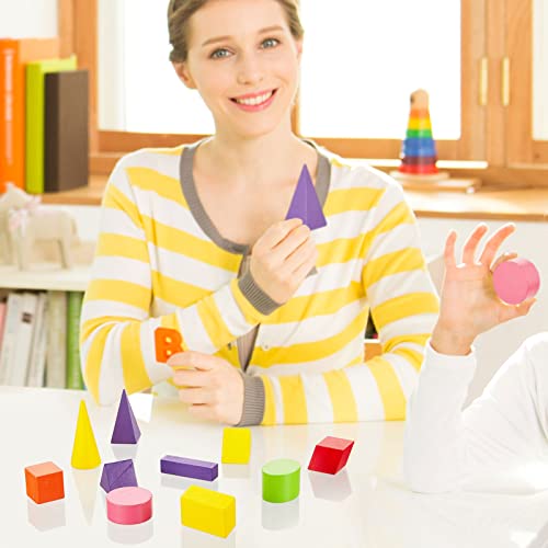 Deekin 36 Pcs Large 3D Geometric Wooden Shapes Blocks - Educational Toy